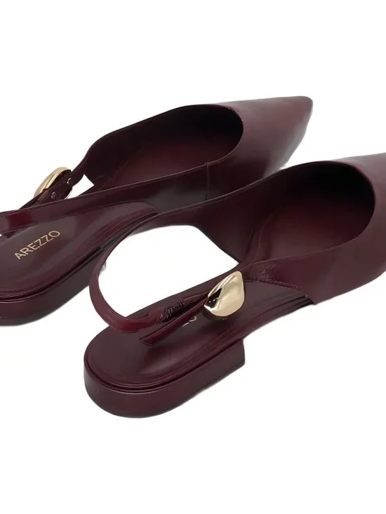 Arezzo Farrah Pointed Toe Slingback Ballet Flats Wine Berry Red 9M - Picture 3 of 6